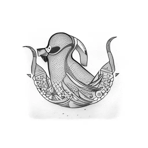 cross dove name tattoo design idea