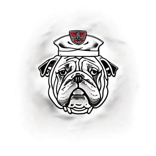 English bulldog Trinacria  tattoo design idea