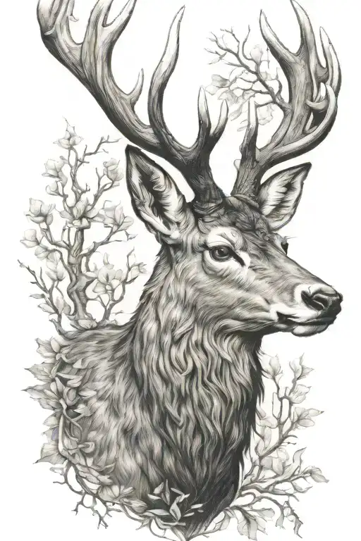 stag head tattoo design idea