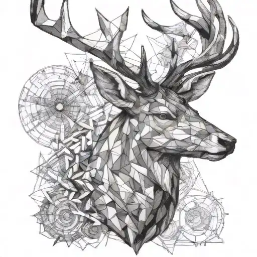 stag head tattoo design idea