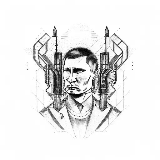 Putin Cyberpunk tattoo design idea