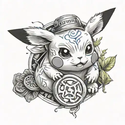 pikachu met potje snus tattoo design idea