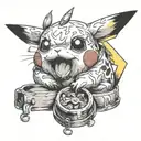 pikachu met potje snus tattoo design idea