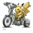 pikachu op koersfiets en bier tattoo design idea