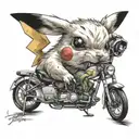 pikachu op koersfiets en bier tattoo design idea