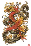 cherry blossom tree and phoenix rising tattoo design idea