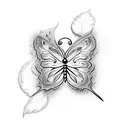 A Fortnite character catching butterflies in London tattoo design idea