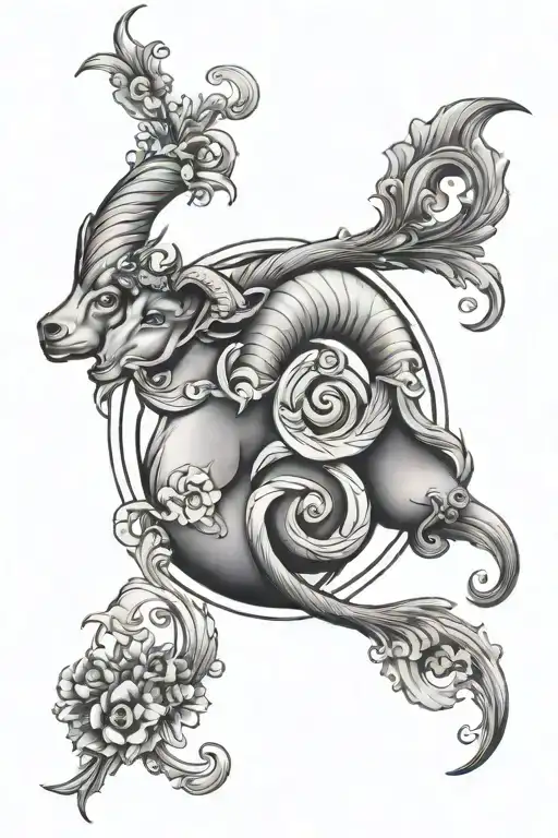 Aries and pisces sign tattoo design idea