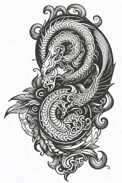 Aries and pisces sign tattoo design idea