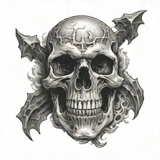 shadow of war death skull tattoo design idea