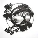 enso circle with tree of life   tattoo design idea
