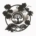 enso circle with tree of life   tattoo design idea