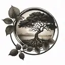 enso circle with tree of life   tattoo design idea