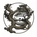 enso circle with tree of life   tattoo design idea
