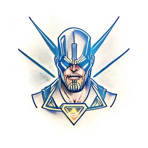 thanos half face and zeus half face  tattoo design idea