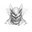 thanos half face and zeus half face  tattoo design idea