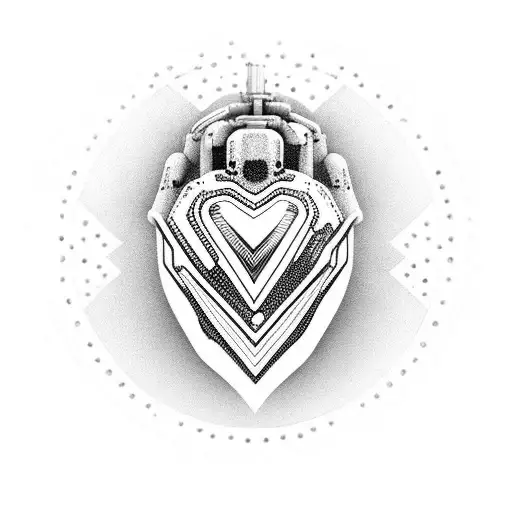 cyber tribal heart tattoo design idea