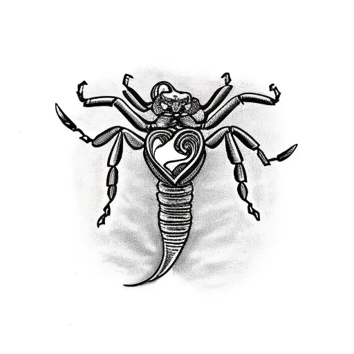 Scorpion holding a heart tattoo design idea
