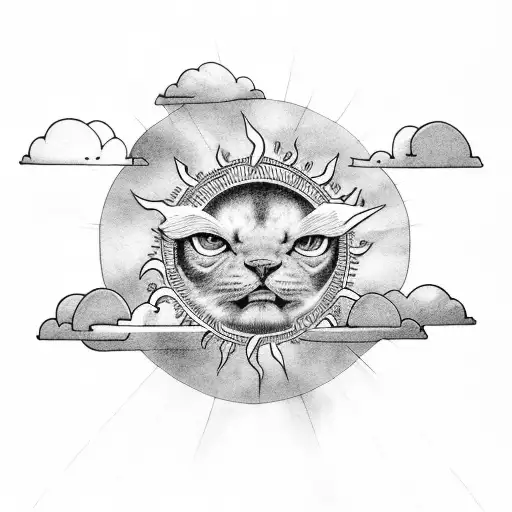 sun rays through clouds with a scroll  tattoo design idea