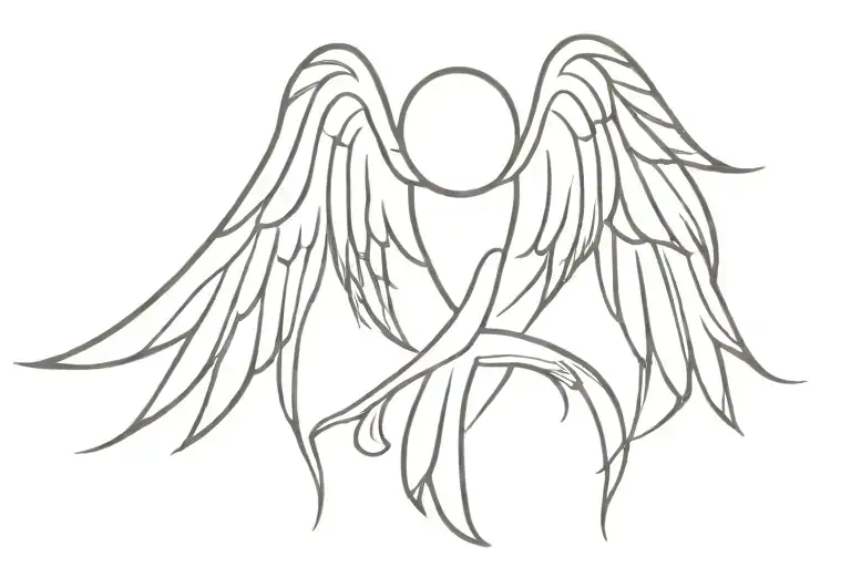 1111 and angel wings spread wide tattoo design idea
