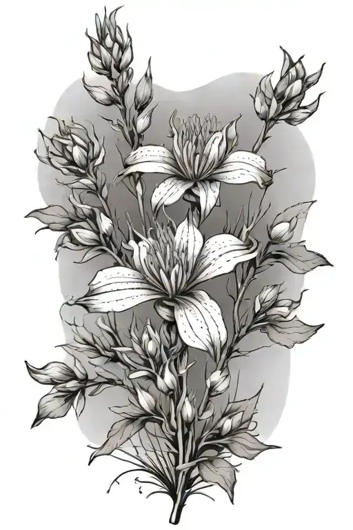 growing desert wildflowers including indian paintbrush intertwined along humeral fracture scar tattoo design idea