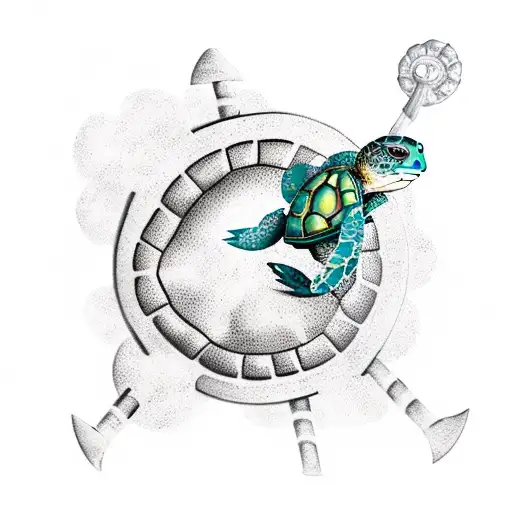 sea anchor with a turtle tattoo design idea