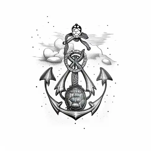 sea anchor with a turtle tattoo design idea