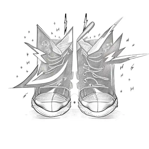 Lightning Bolt and Winged Shoe tattoo design idea