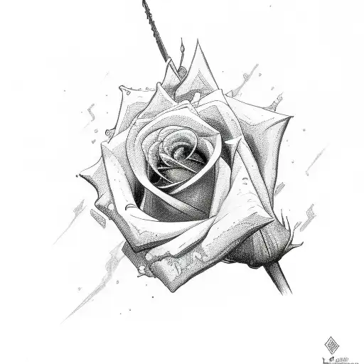 Rose and Ax and Lightning Bolt tattoo design idea