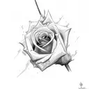 Rose and Ax and Lightning Bolt tattoo design idea