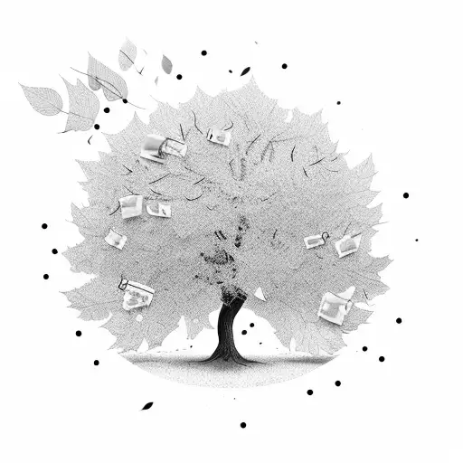 falling leaves from a tree to symbolise the passing of time and cherishing every moment.  tattoo design idea