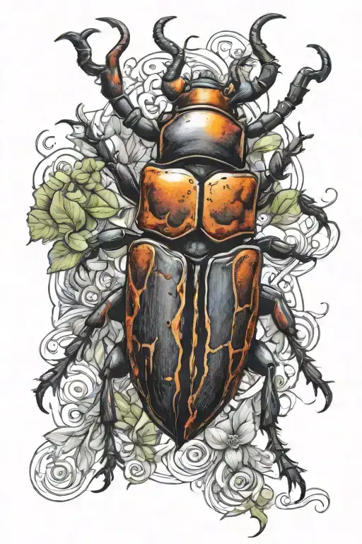 Stag beetle tattoo design idea