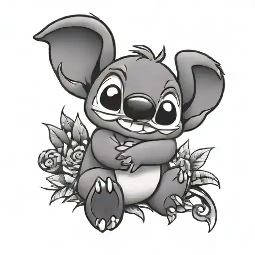 stitch hugs pao logo tattoo design idea
