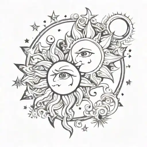 luna and sun tattoo design idea