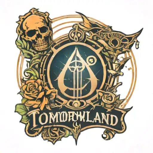tomorrowland logo with the date 2024  tattoo design idea