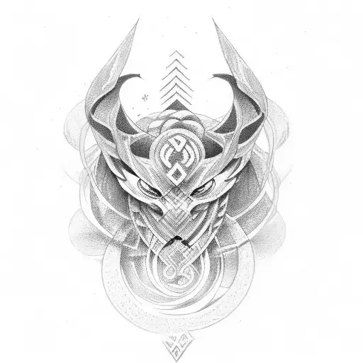 fibonacci sequence with norse symbols tattoo design idea