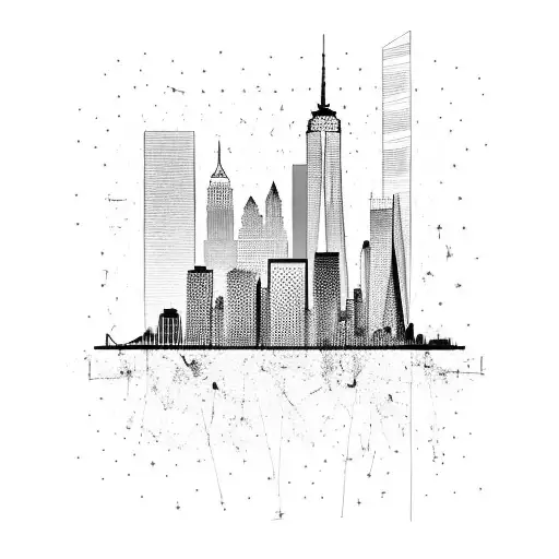 NYC Skyline, Minimalist tattoo design idea