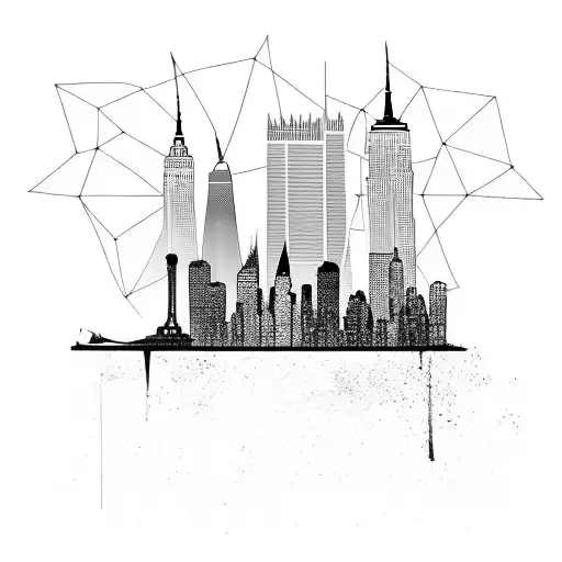 NYC Skyline, Minimalist, Few buildings tattoo design idea
