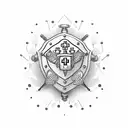 A nurse holding a shield with her children's names, symbolizing her strength and protection tattoo design idea