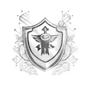 A nurse holding a shield with her children's names, symbolizing her strength and protection tattoo design idea