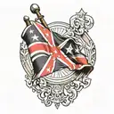 confederate flag waving tattoo design idea