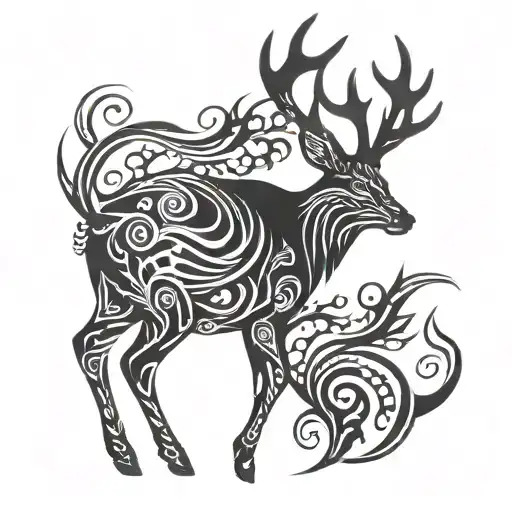 deer with dementor patronus tattoo design idea