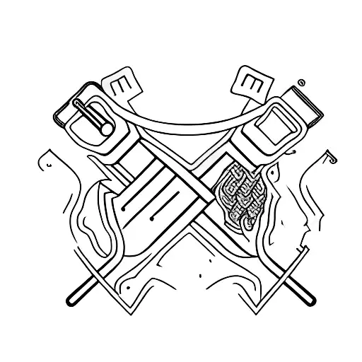 A minimalist tattoo of a pair of crossed wrenches with the words 'stiffen up that upper lip' tattoo design idea