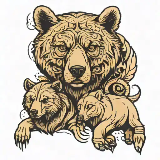 bear and wolf tattoo design idea