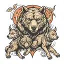 bear and wolf tattoo design idea