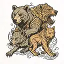 bear and wolf tattoo design idea
