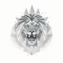 tattoo depicting a majestic lion with Egyptian and Greek symbols integrated into its mane tattoo design idea