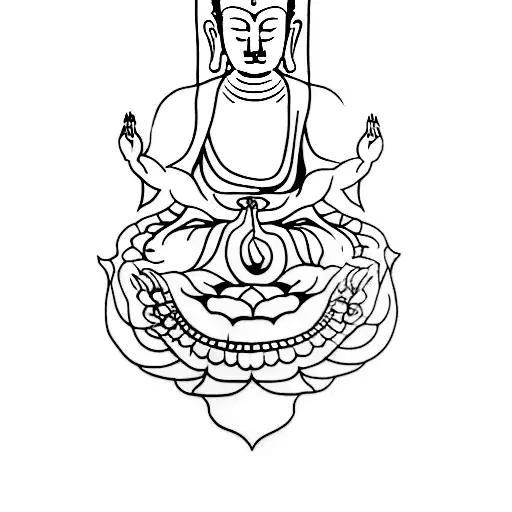 One Line Minimalist Buddha Tattoo - Temu