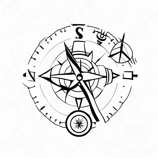 A minimalist tattoo of a paw print and a compass, symbolizing your love for pets and traveling with your boyfriend Marques tattoo design idea