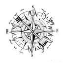 A minimalist tattoo of a paw print and a compass, symbolizing your love for pets and traveling with your boyfriend Marques tattoo design idea